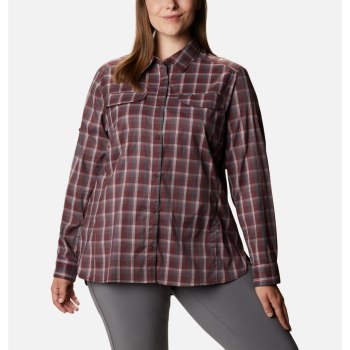 Columbia Silver Ridge Lite Plaid Long Sleeve Plus Size, Camisa Vino Para Mujer | 975243-HDM